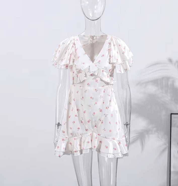 SOERA Bianca Floral Mini Dress - Dress - SOERA-050371-WHI-M-94403 White M