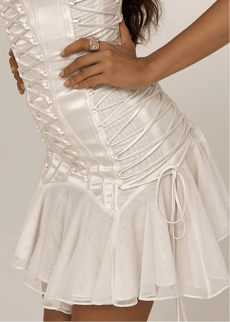 SOERA Celeste Strapless Lace - Up Mermaid Mini Dress - Dress -  XS