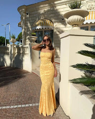 Abito maxi Bianca a sirena con schiena allacciata