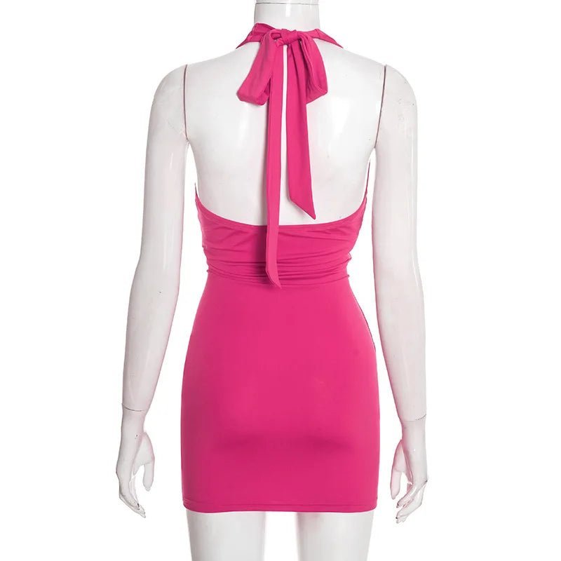 SOERA Elena Ruched Halter Mini Dress - Dress -  Pink S