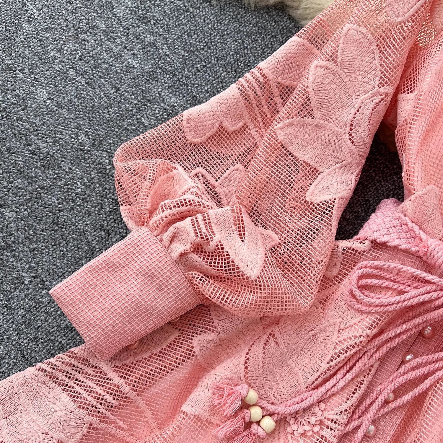 SOERA Hedy Embroidered Lace Belted Dress - Dress -  Pink M