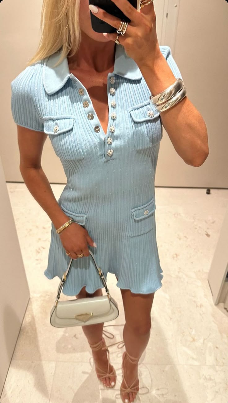 SOERA Katya Sequin Knit Mini Dress - Dress -  Blue XS