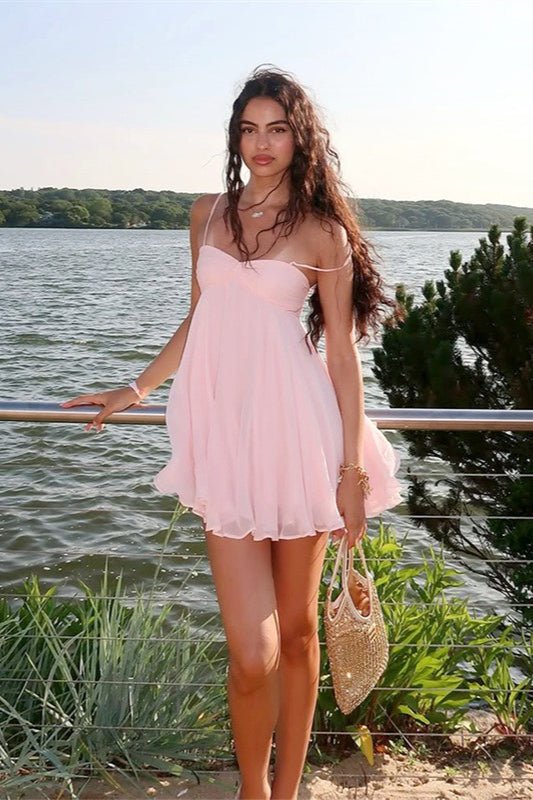 Abito Mini in Chiffon con Spalle Scoperte Mireille