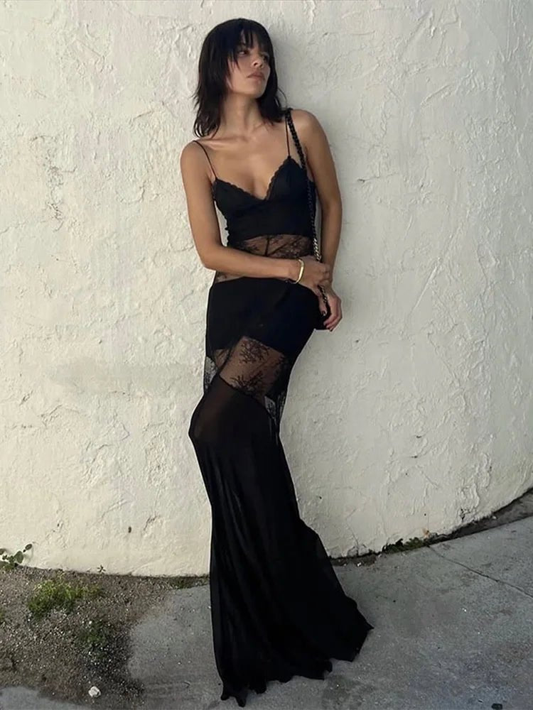 SOERA Ravenna Sheer Lace Slip Maxi Dress - Dress -  M