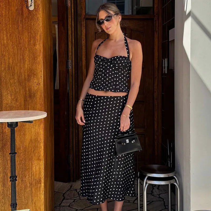 SOERA Sofia Polka Dot Two - Piece Maxi Set - Dress -  Black S