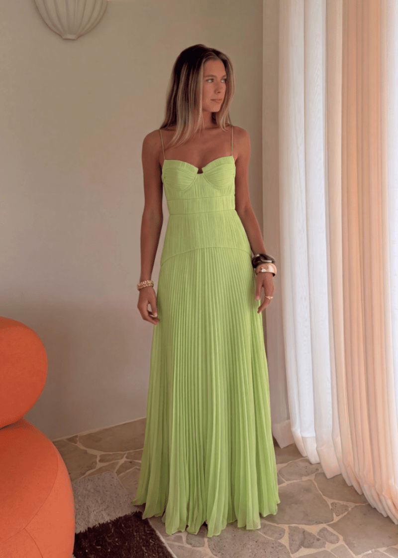 SOERA Sophia Crinkle Chiffon Maxi Dress - Dress - SOERA-516675-GRE-S-01795 Green S