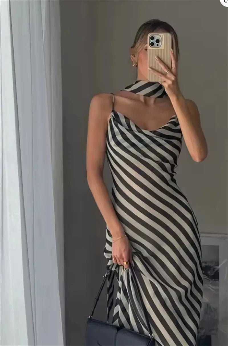 SOERA Sophia Striped Scarf Maxi Dress - Dress - SOERA-392259-MUL-XS-26371 XS