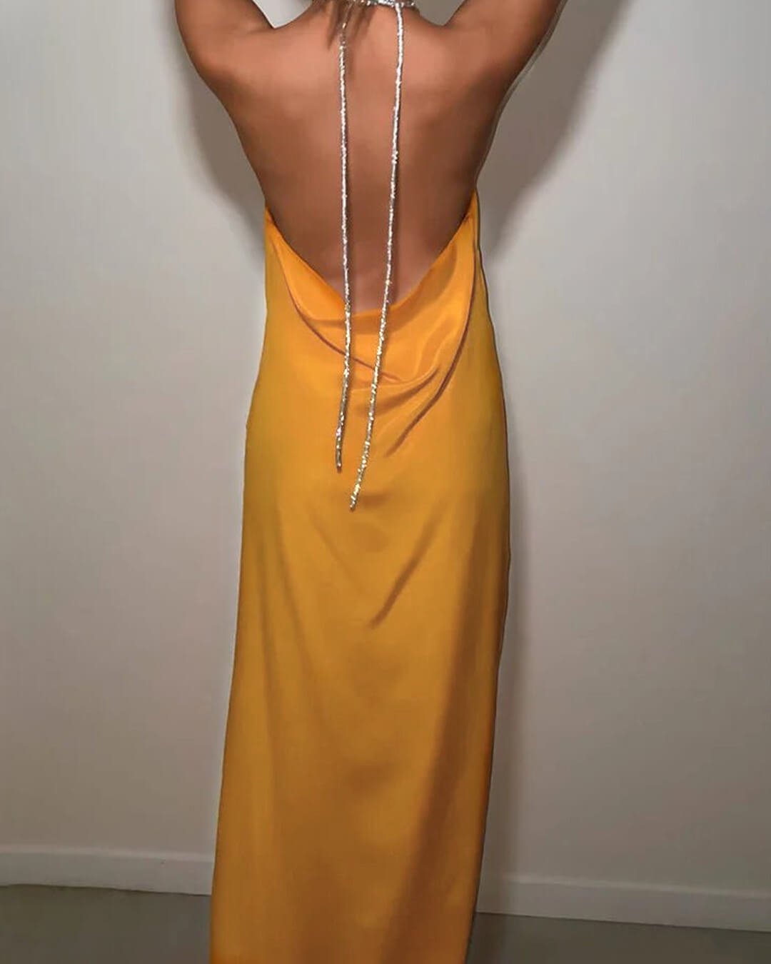 SOERA Veron Sequin Halter Maxi Dress - Dress - SOERA-649923-ORA-S-81827 Orange S