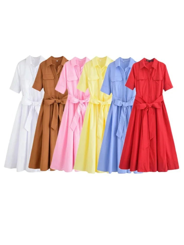 SOERA Ariane Belted Shirt Midi Dress - Dresses -  Pink XS