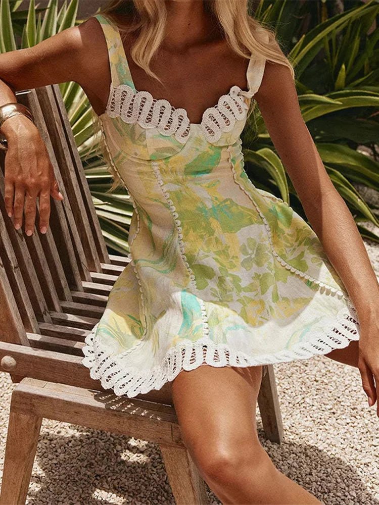SOERA Beatrice Floral Linen Corset Mini Dress - Dresses -  XS