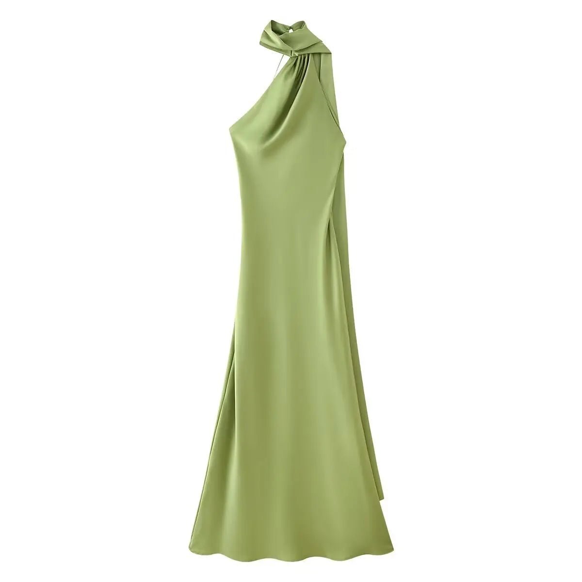 SOERA Beatrice Halter Backless Silk Satin Maxi Dress - Dresses -  Yellow S