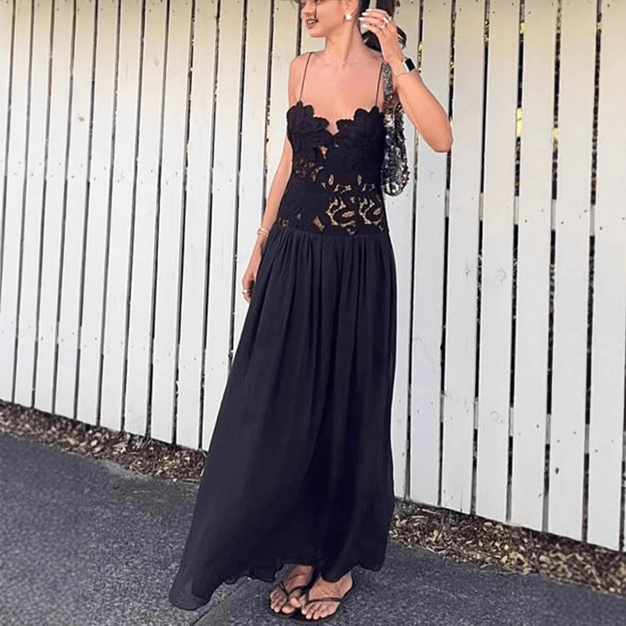 SOERA Celeste Lace Mesh Halter Evening Dress - Dresses -  Black XS