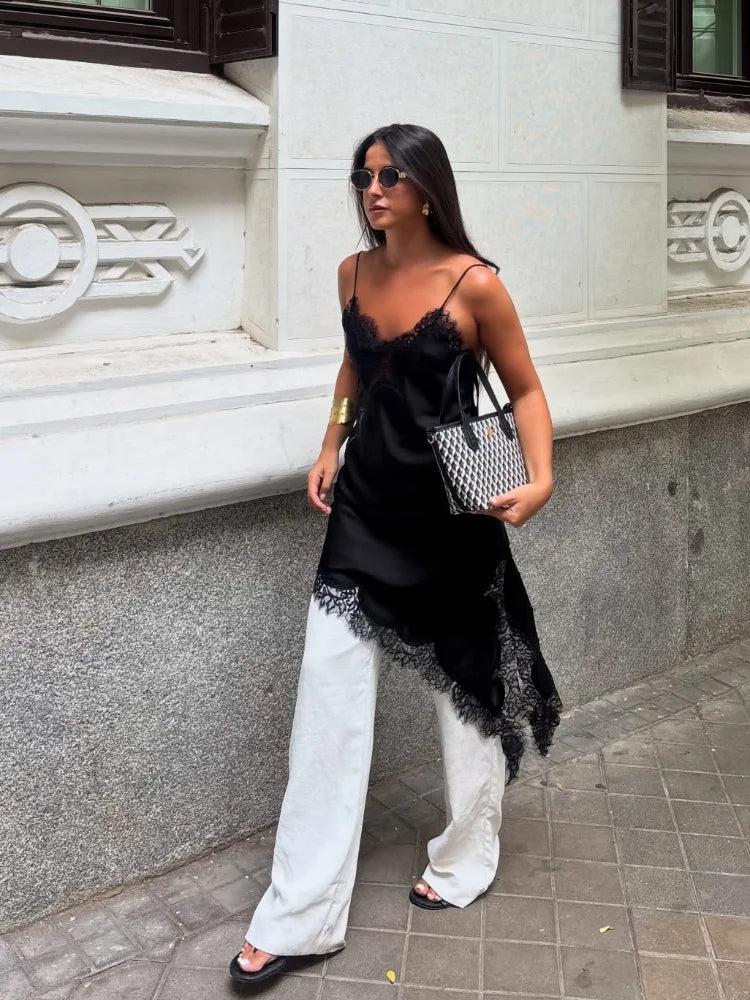 SOERA Kara Asymmetric Satin Mini Dress - Dresses - 1005009973435965-;Rh1763048696670934661 Black M