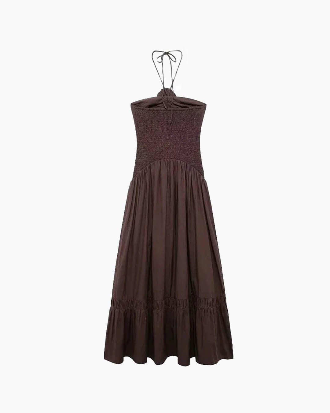 SOERA Kate Halterneck Flower Applique Midi Dress - Dresses - eF1774929987193550529 Brown S
