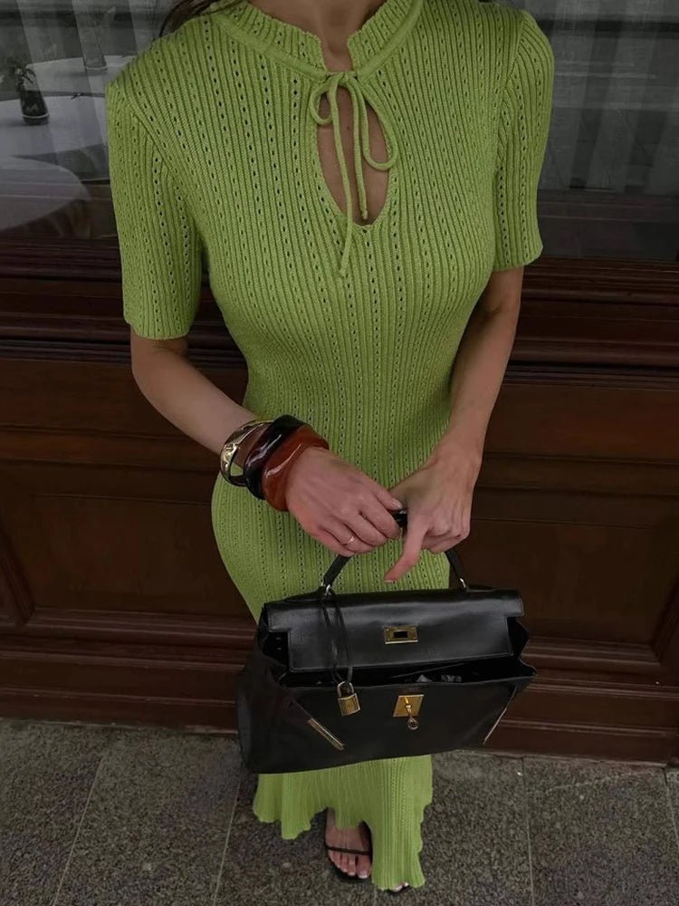SOERA Nancy Bodycon Knitted Maxi Dress - Dresses - 1005009057952162-;op1772045931369612363 Green M