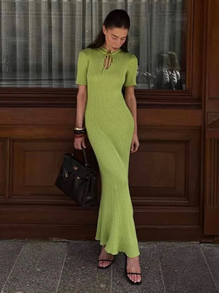 SOERA Nancy Bodycon Knitted Maxi Dress - Dresses - 1005009057952162-;Pg1772045931370040503 Green S