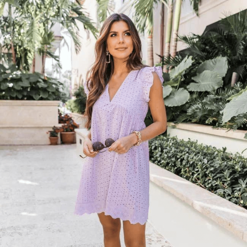 SOERA Regine V Neck Sleeveless Mini Dress - Dresses - ub1776061224030892707 Lilac S