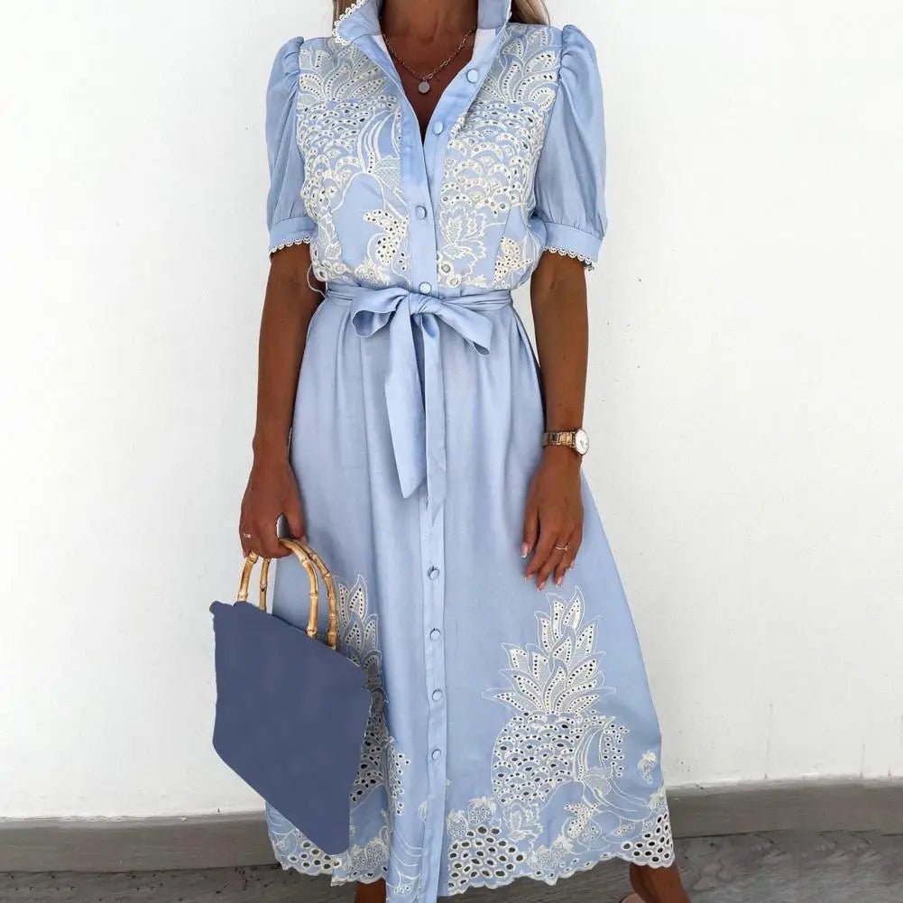 SOERA Theresa Embroidered Lace-Up Maxi Dress - Dresses -  White S