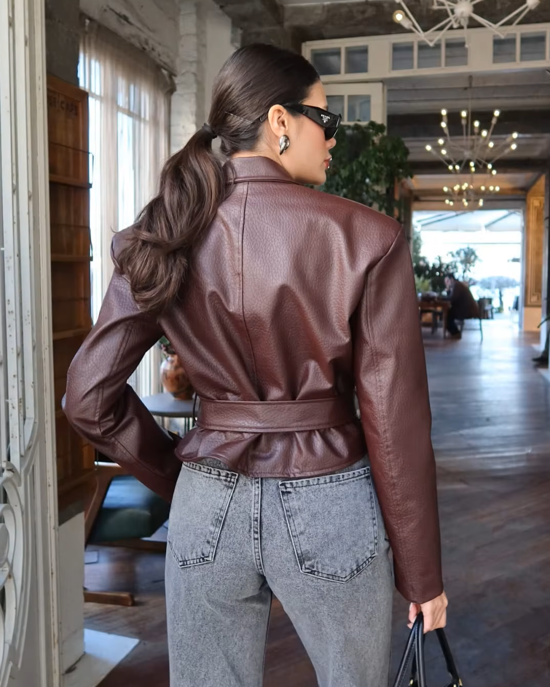 Emily Lace-Up Vegan Leather Jacket