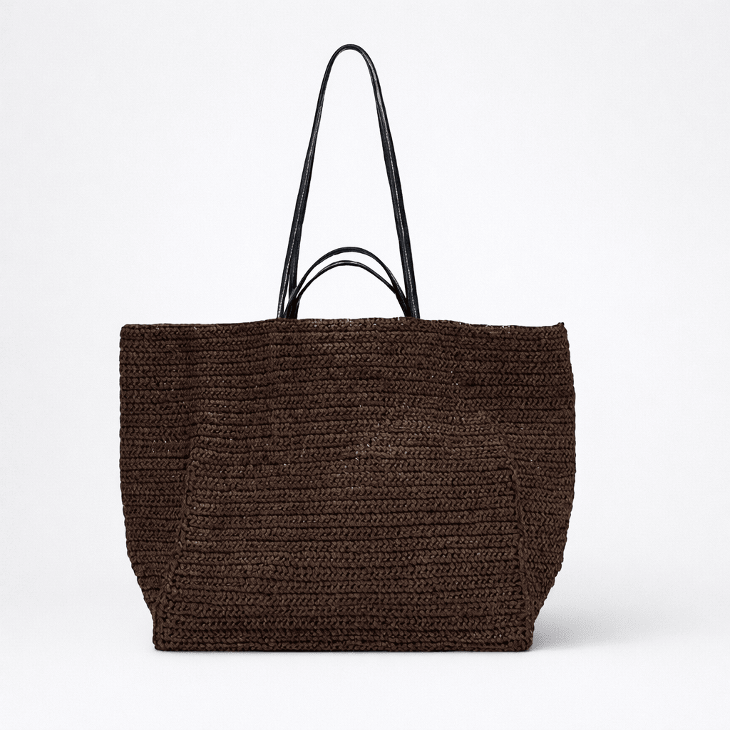 SOERA Aimee Handwoven Straw Beach Tote Bag - Handbags -  Dark Brown