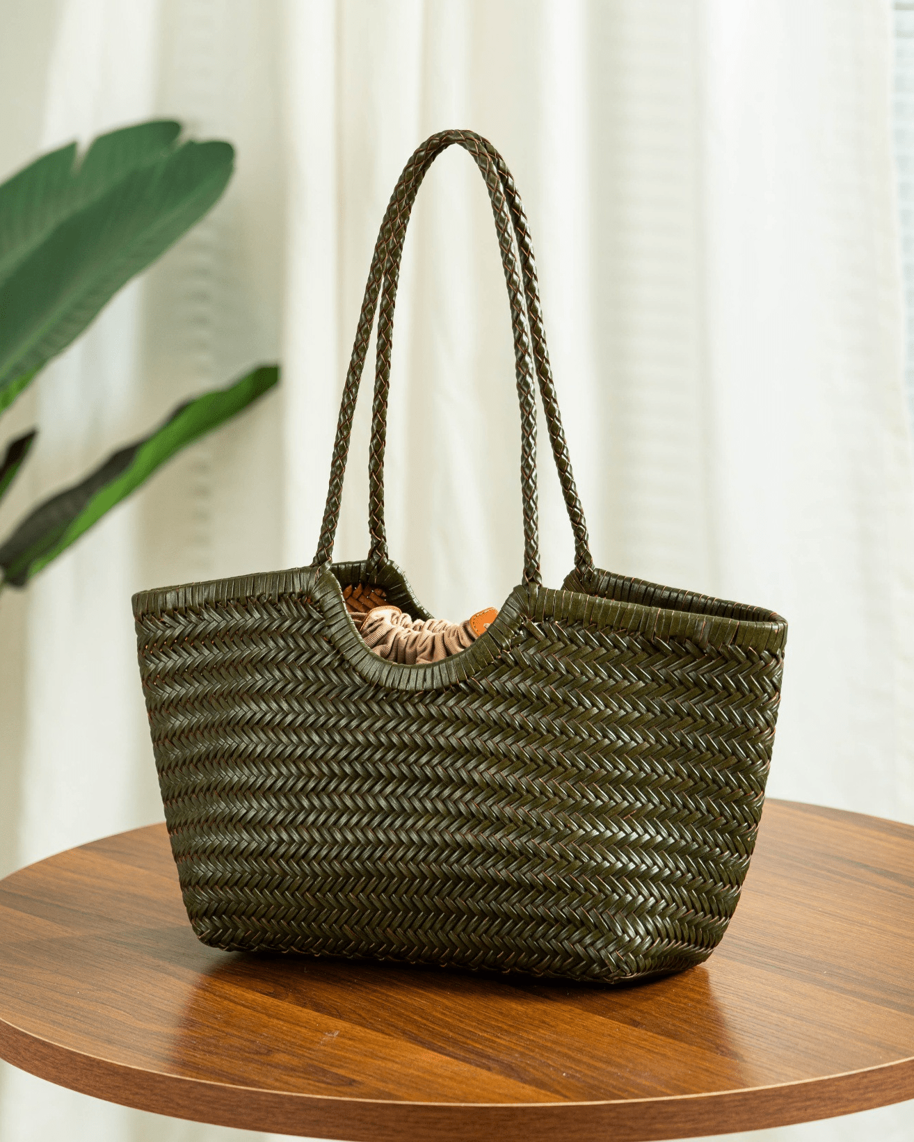 SOERA Beatrice Woven Tote Bag - Handbags -  Green Small