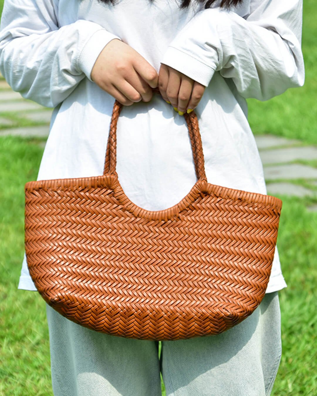 Bianca Handwoven Vegan Leather Tote Bag