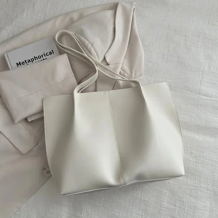 SOERA Calista Faux Leather Tote Bag - Handbags - 1005010041737341-;hW1764877298441589205 White