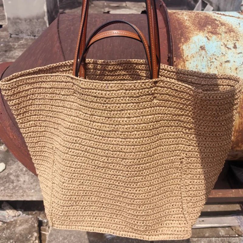 SOERA Naria Woven Straw Tote Bag - Handbags -  Light Brown