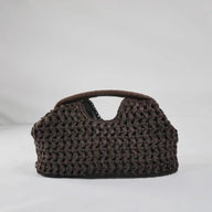 Clutch Celeste in paglia intrecciata con conchiglia