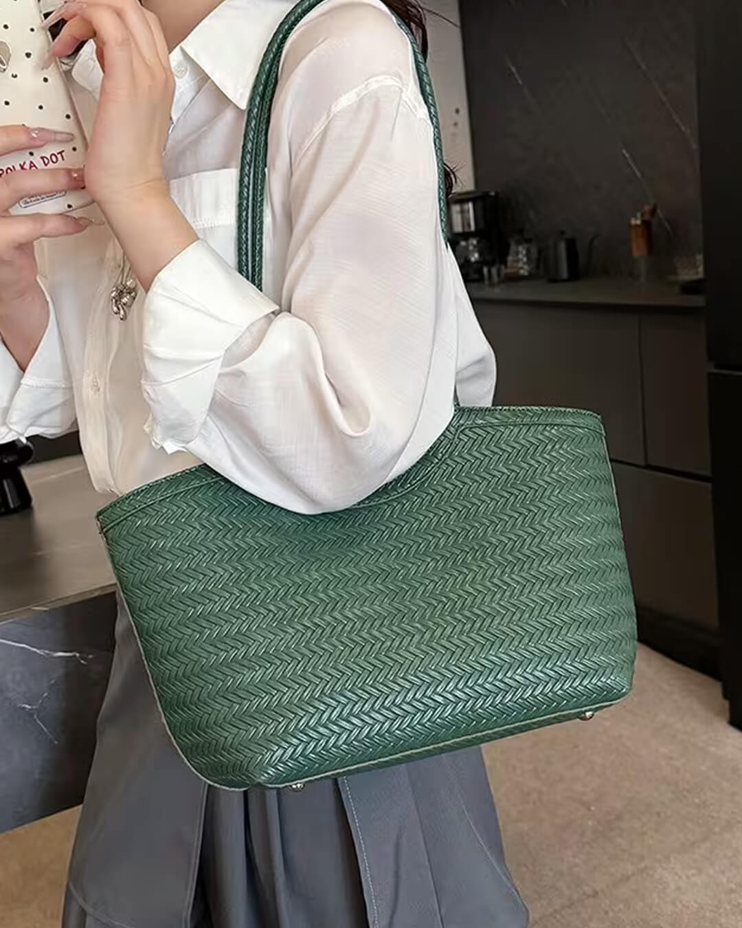 SOERA Rica Woven Faux Leather Bag - Handbags - Soera-Rica-Woven-Faux-Leather-Bag-Handbag/Dark-Brown Dark Brown Regular