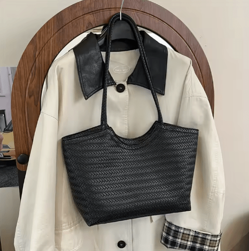 SOERA Riona Textured Weave Handbag - Handbags -  Black