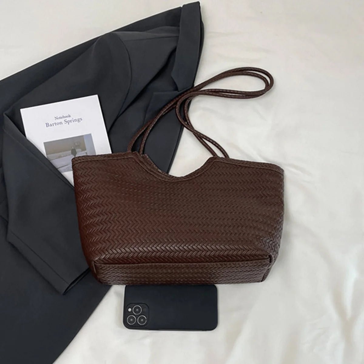 SOERA Riona Textured Weave Handbag - Handbags -  Dark Brown