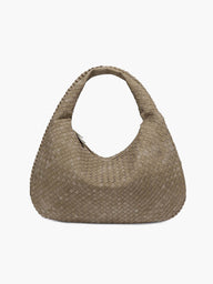 Borsa XL intrecciata in finta pelle scamosciata