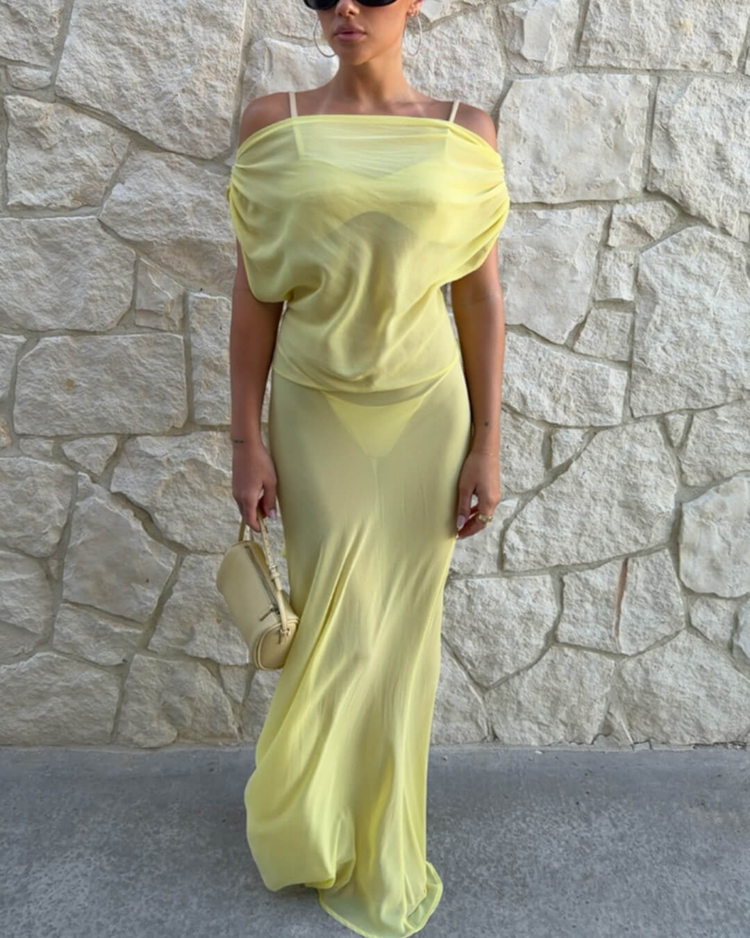 Abito maxi Iris scollato sulla schiena in mesh