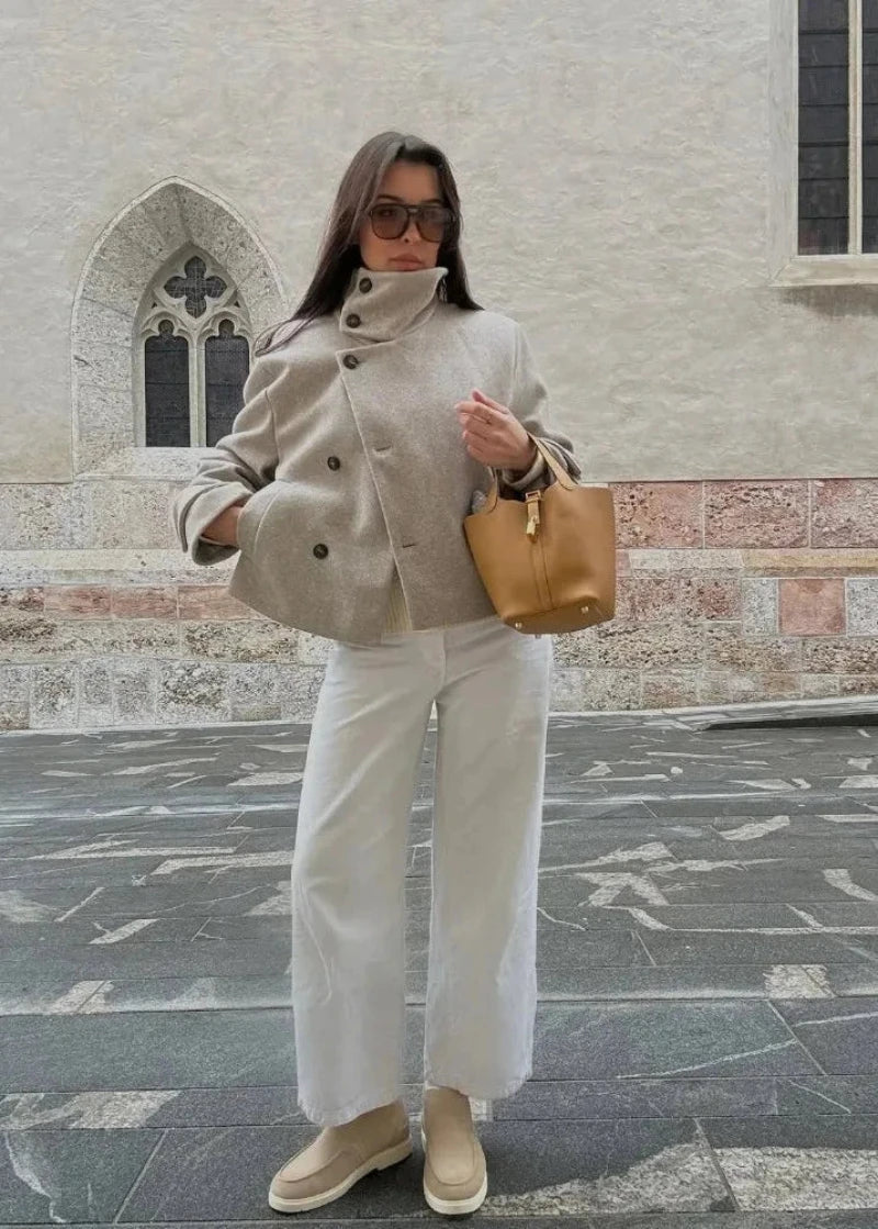 SOERA Amelie Stand Collar Jacket with Pockets - Jacket - SOERA-257539-BEI-XL-58947 Beige XL