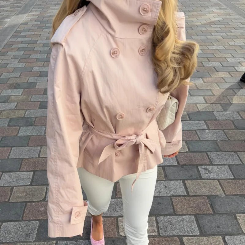 SOERA Amy Belted Trench Jacket - Jacket - SOERA-188035-1-M-64291 Pink M