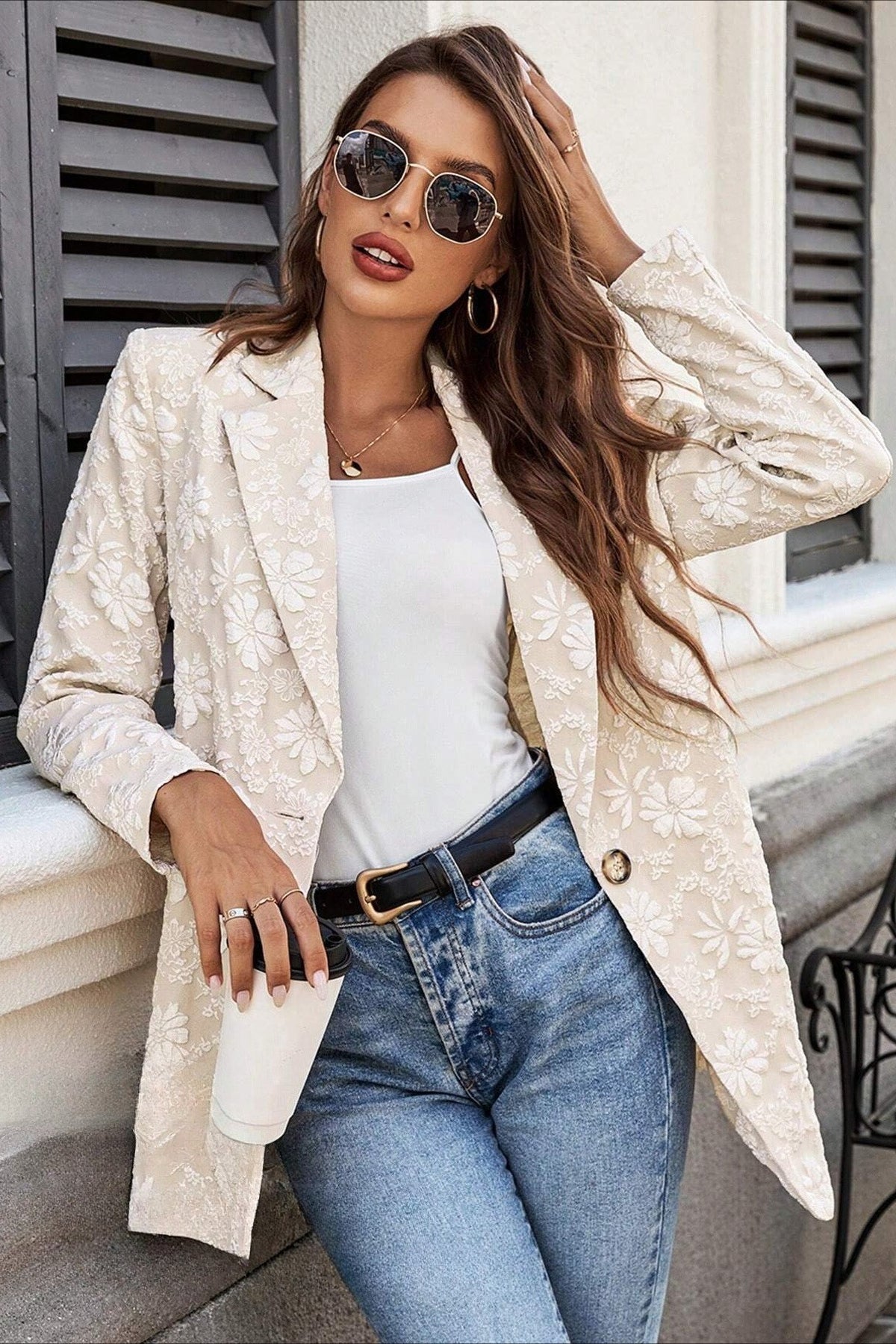 SOERA Celeste Jacquard Single Button Blazer - Jacket -  L