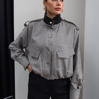 Emma Bomber a Quadri con Colletto Alto