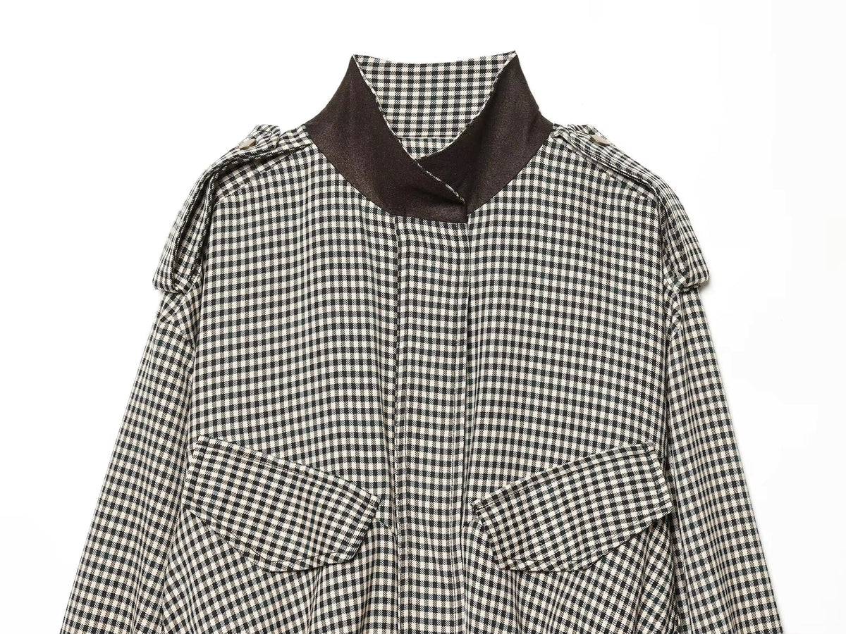 SOERA Emma High Neck Checked Bomber Jacket - Jacket - SOERA-331395-ONL-S-01219 S