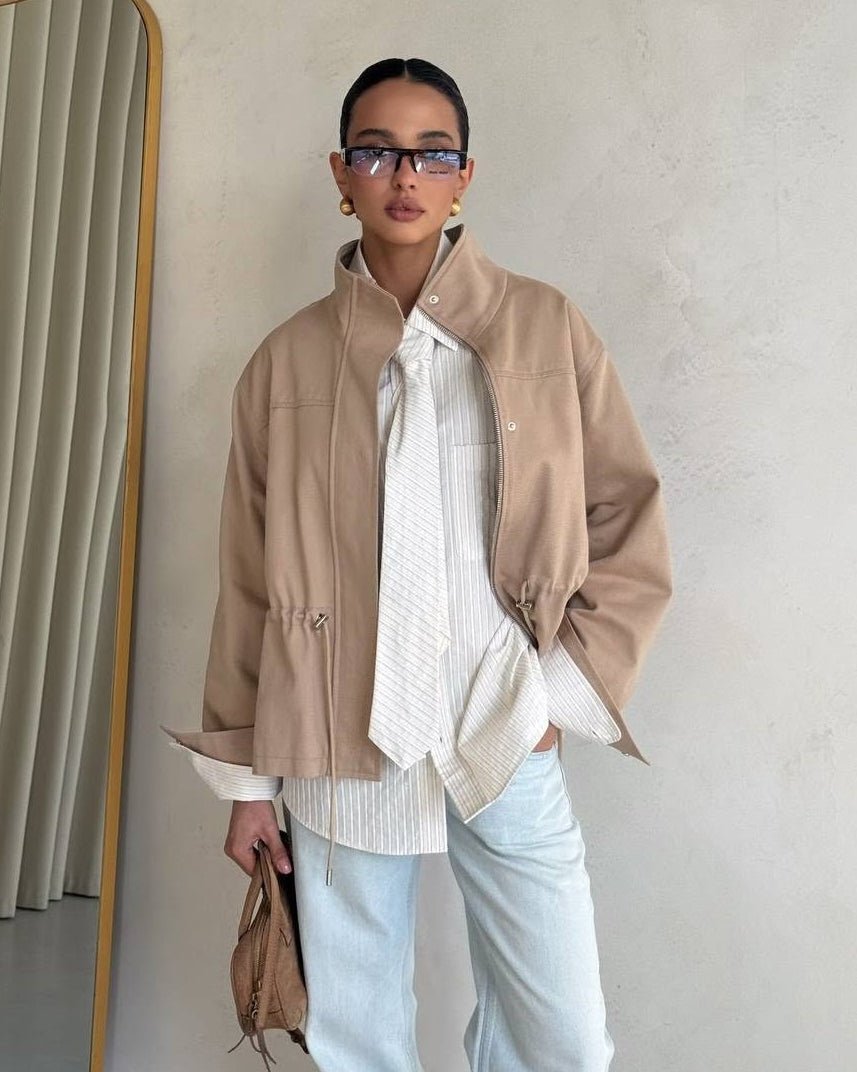 SOERA Esther Stand Collar Jacket - Jacket - SOERA-381763-KHA-L-21987 Beige L