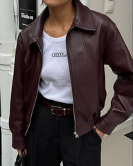 Fiona Faux Leather Lapel Jacket