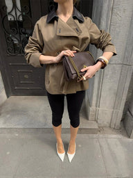 Cappotto Monica con collo a contrasto e cintura
