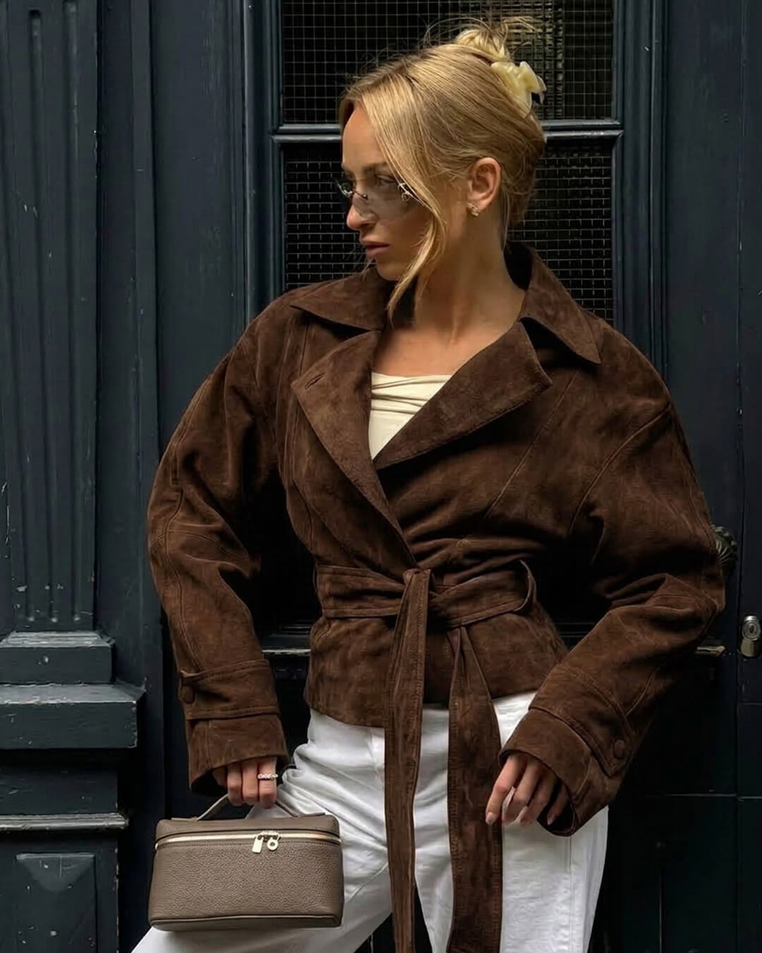 SOERA Ruth Faux Suede Belted Wrap Jacket - Jacket - SOERA-364803-BRO-M-88931 Brown M