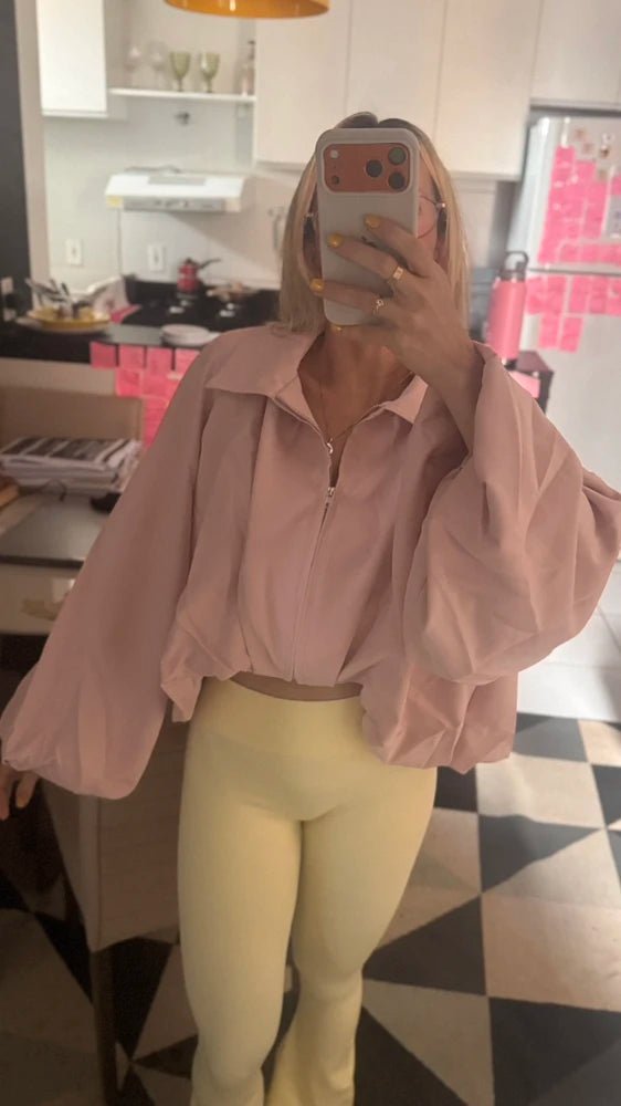 SOERA Sandra Cropped Balloon Sleeve Jacket - Jacket - SOERA-133763-PIN-M-77027 Pink M