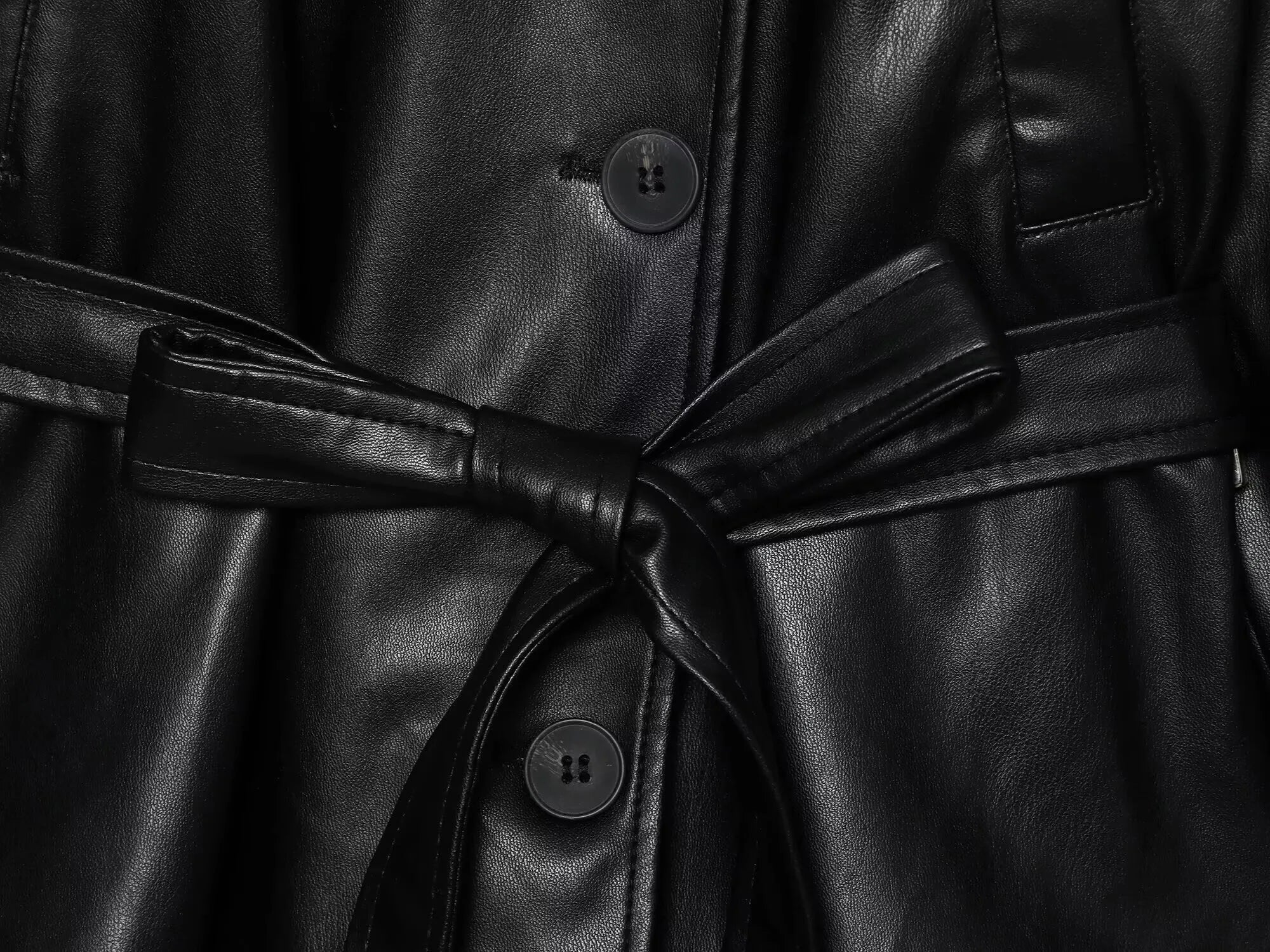 SOERA Alma Faux Leather Short Trench Coat - Jackets - 1005010089912037-;VX1773374038511552703 S