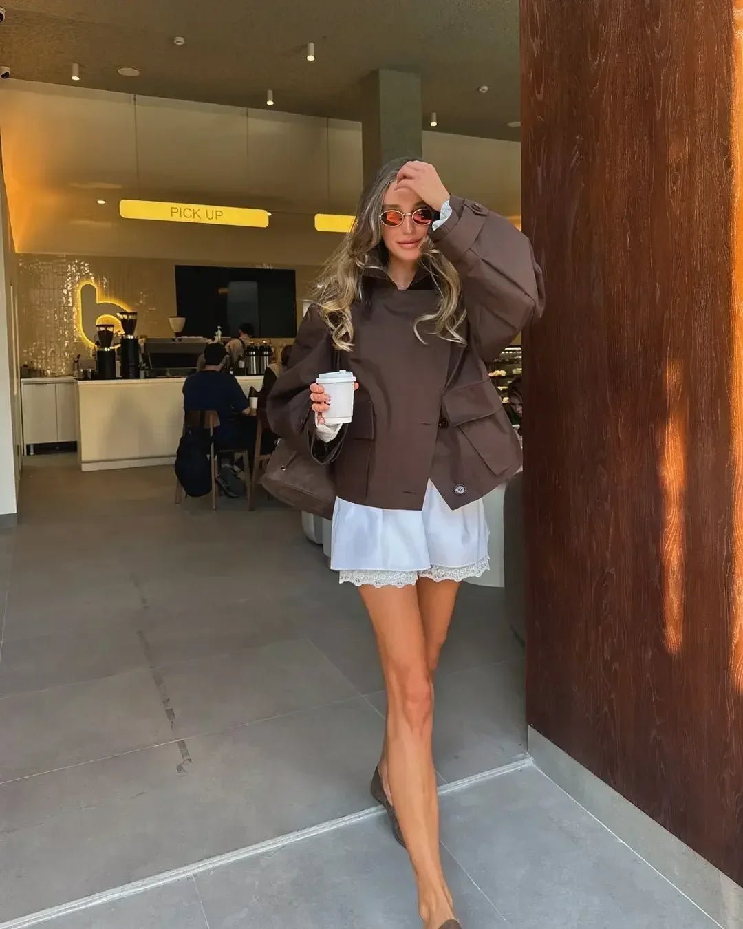 SOERA Beatrice Cropped Trench Coat - Jackets - VF1760504685429305591 Brown S