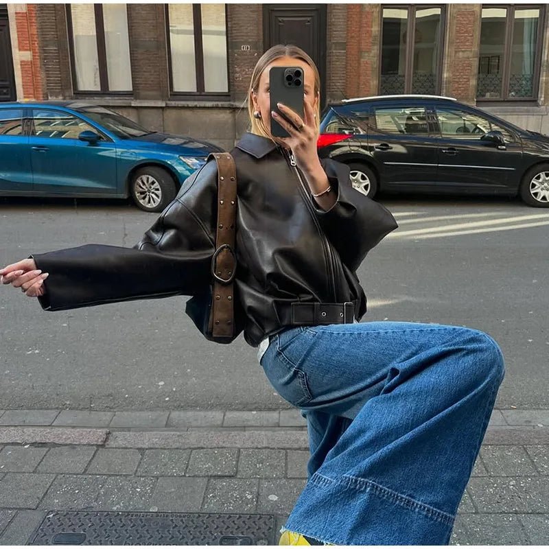 SOERA Carine Leather Moto Jacket - Jackets - 1005010155324280-;ht1770303445159411723 Black L