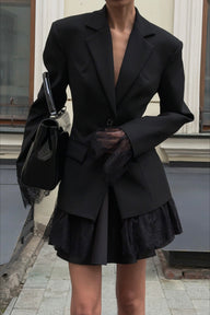 Blazer Colbie con bordo in pizzo