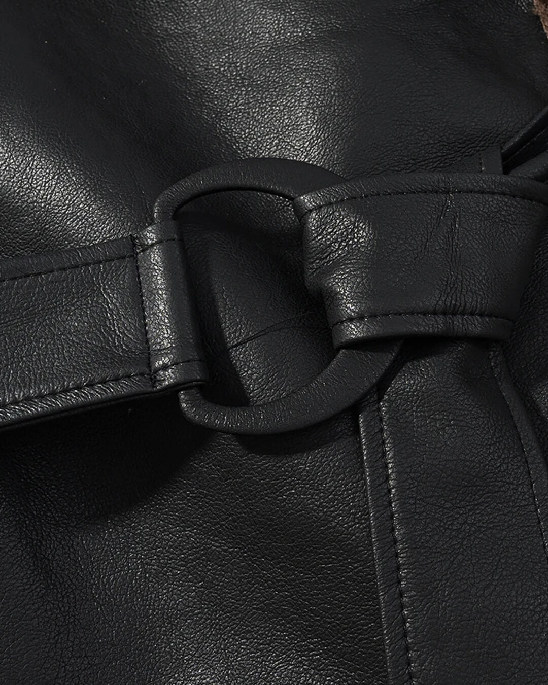 SOERA Cora Short Belted Faux Leather Jacket - Jackets -  Brown S