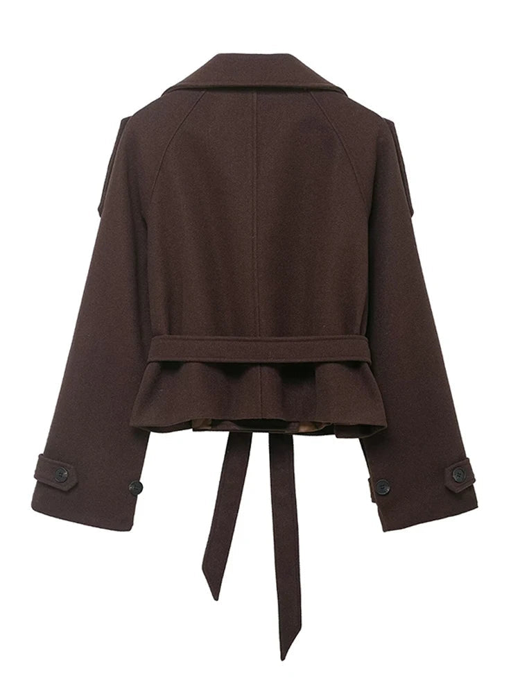 SOERA Debbie Stand Collar Short Trench Coat - Jackets - 1005010585967410-;jC1773321574175735554 Dark Brown S